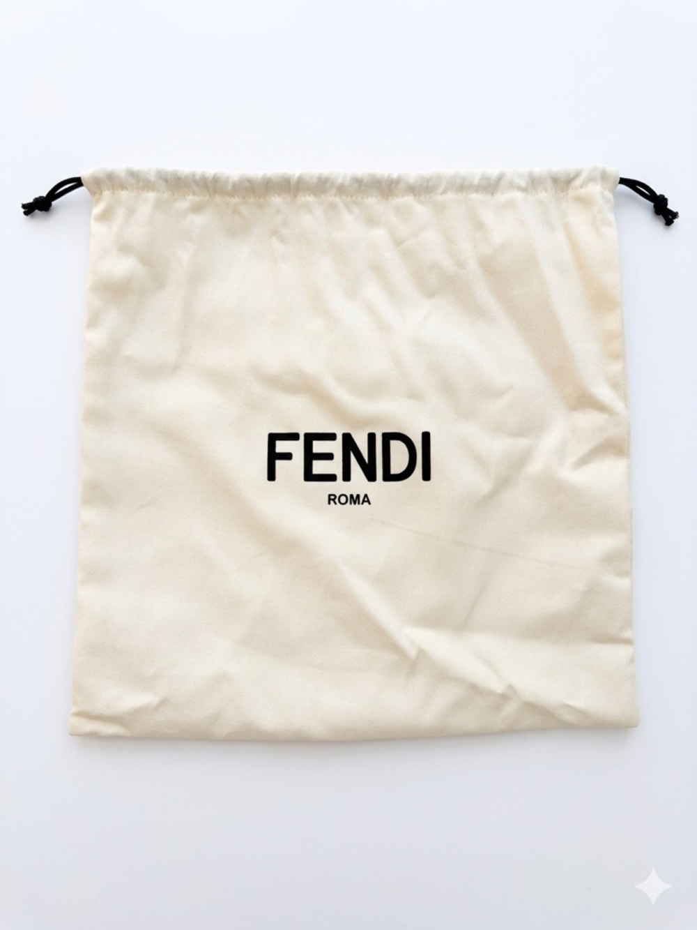 Fendi Drawstring Dust Bag in Cream with Black Logo